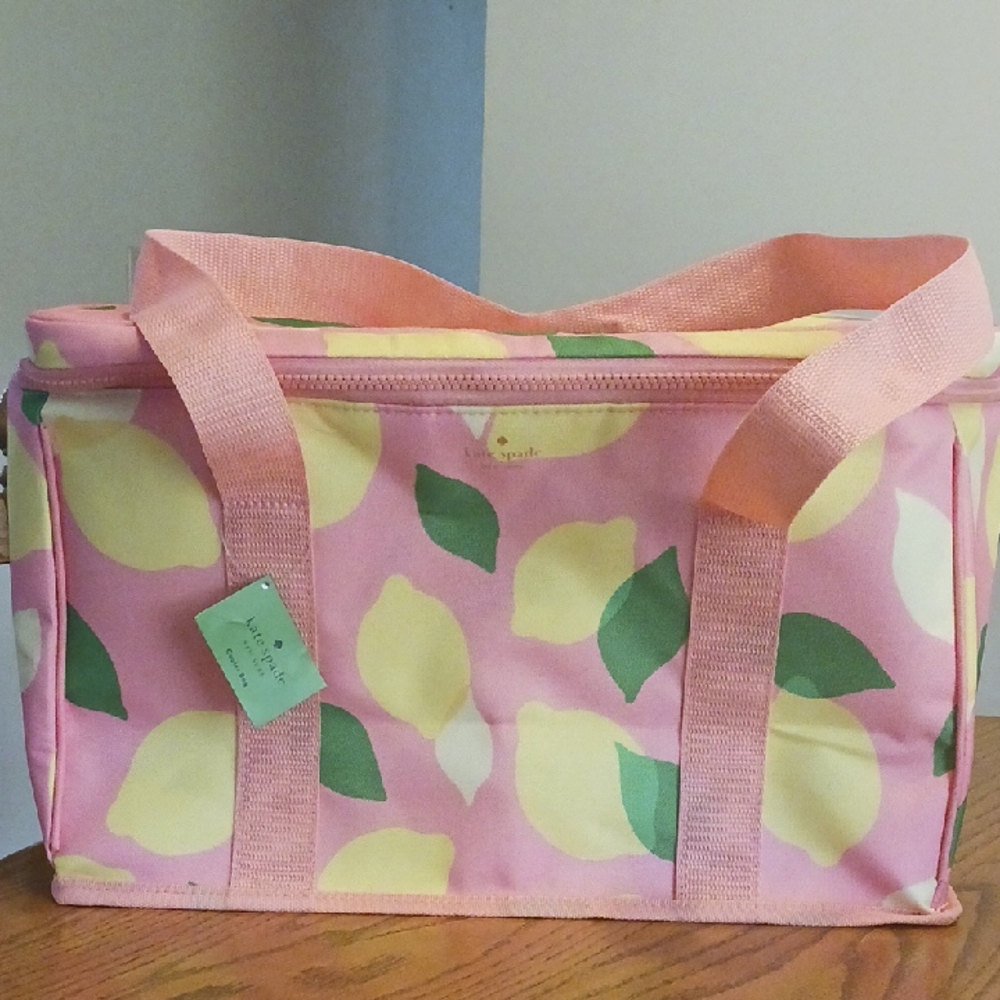 Kate Spade Coral Lemon print cooler/tote bag
